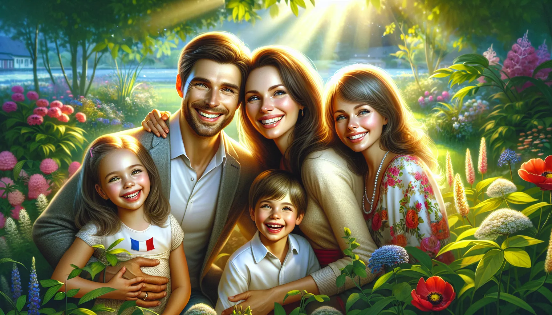 Famille franco-russe heureuse apres leur mariage