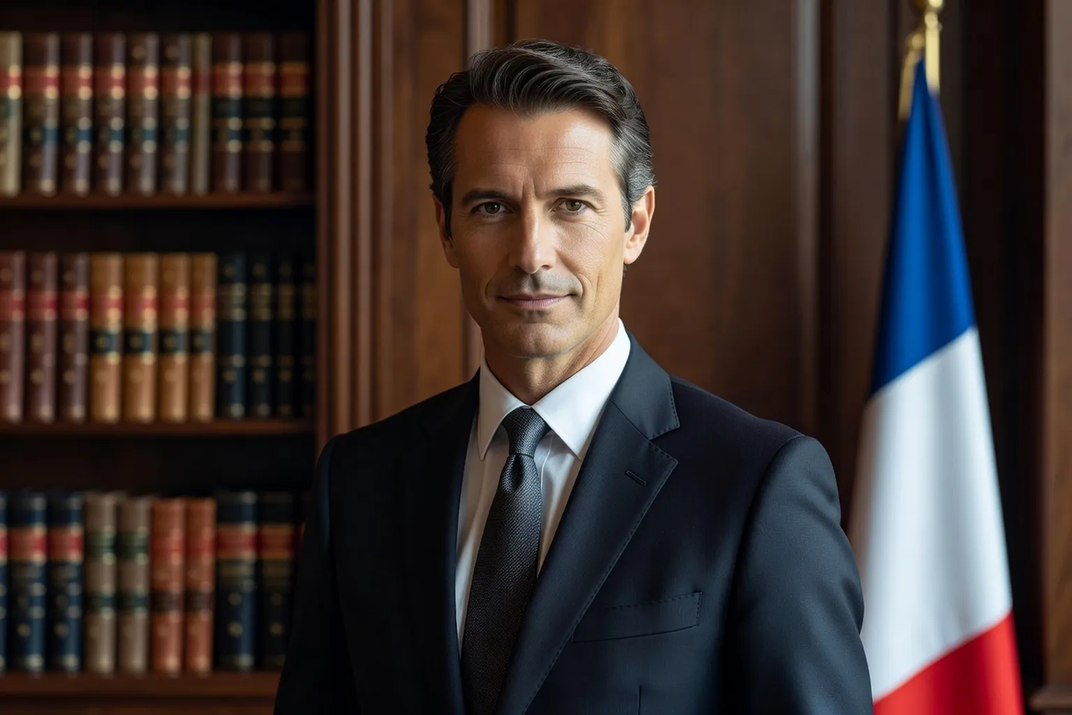 Portrait de Maître Pierre Duval, avocat spécialiste droit des étrangers, dans son cabinet parisien — visa femme russe France