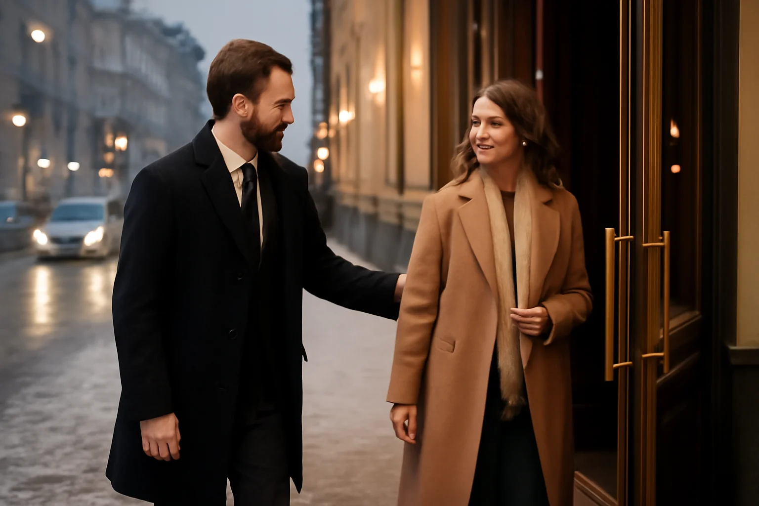 Un homme et une femme discutant poliment