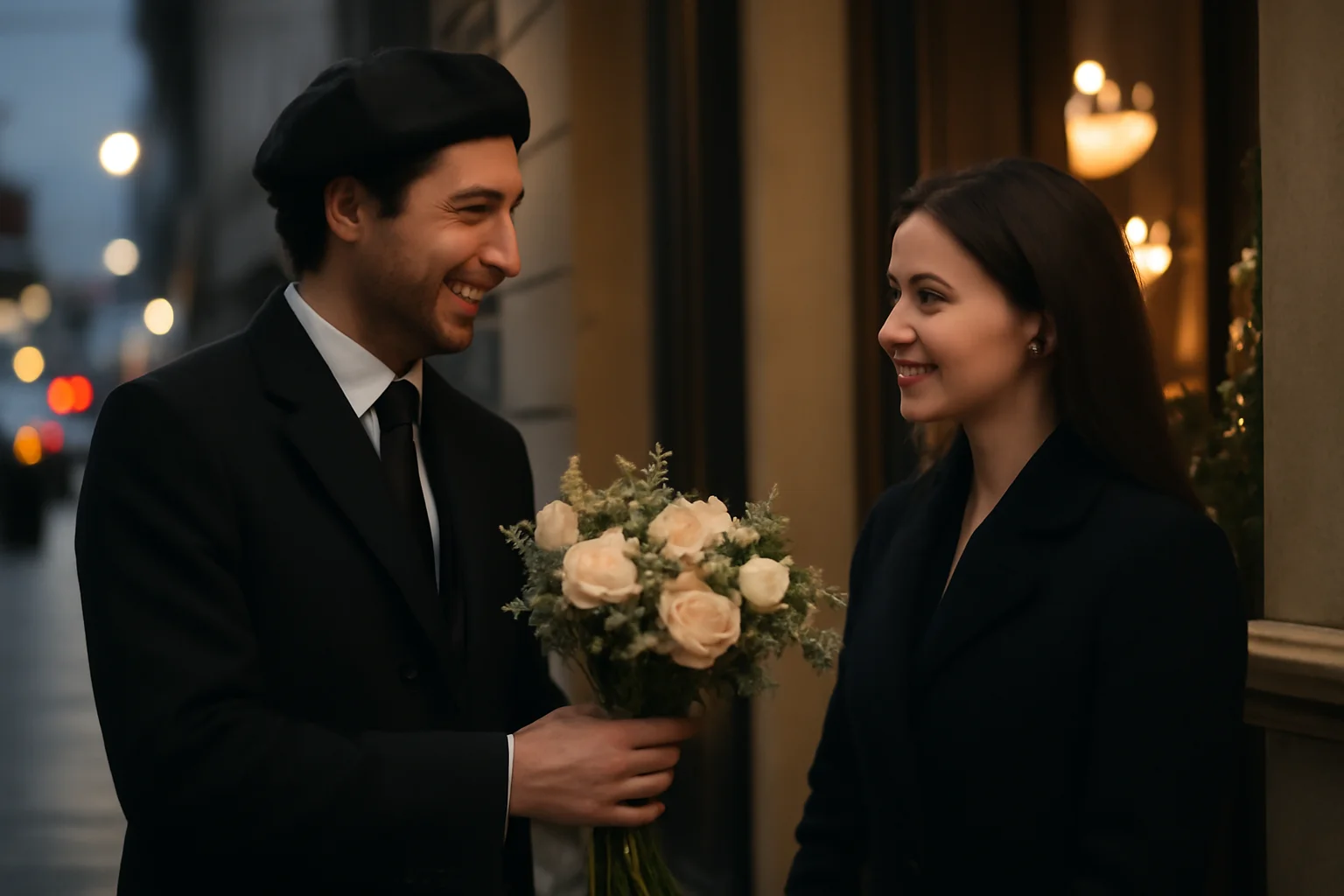Couple franco-russe discutant au café avec respect et complicité