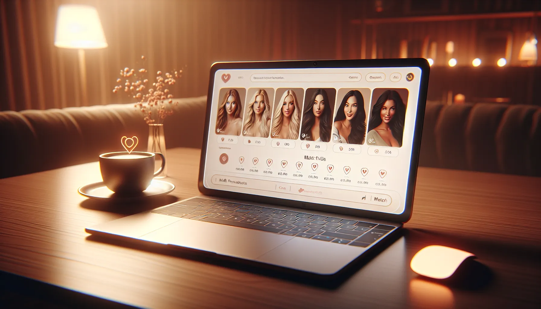 Interface d'un site de rencontre de femmes russes sur ordinateur portable