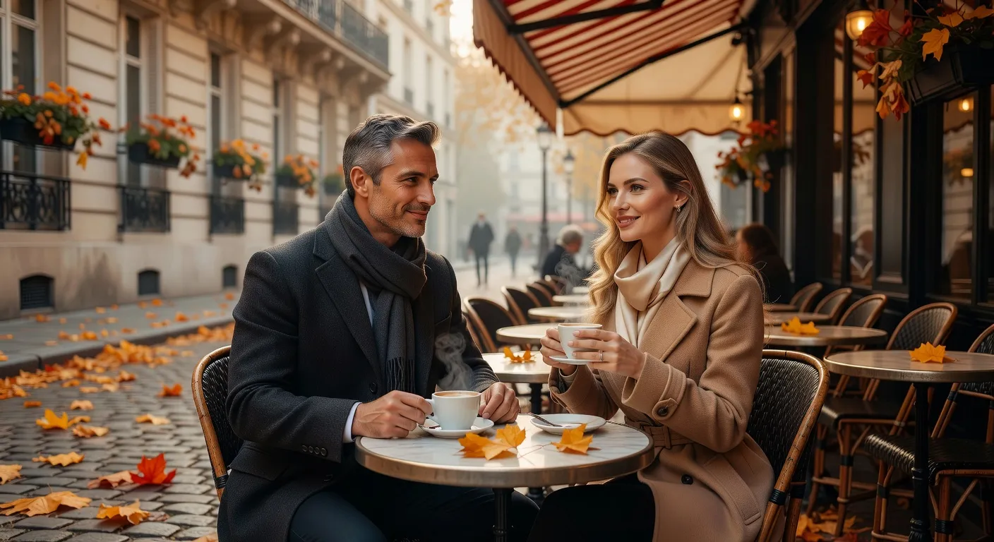 Rencontre entre un homme europeen et une femme slave dans un cafe parisien — Apprendre le russe pour les rencontres : bases essentielles