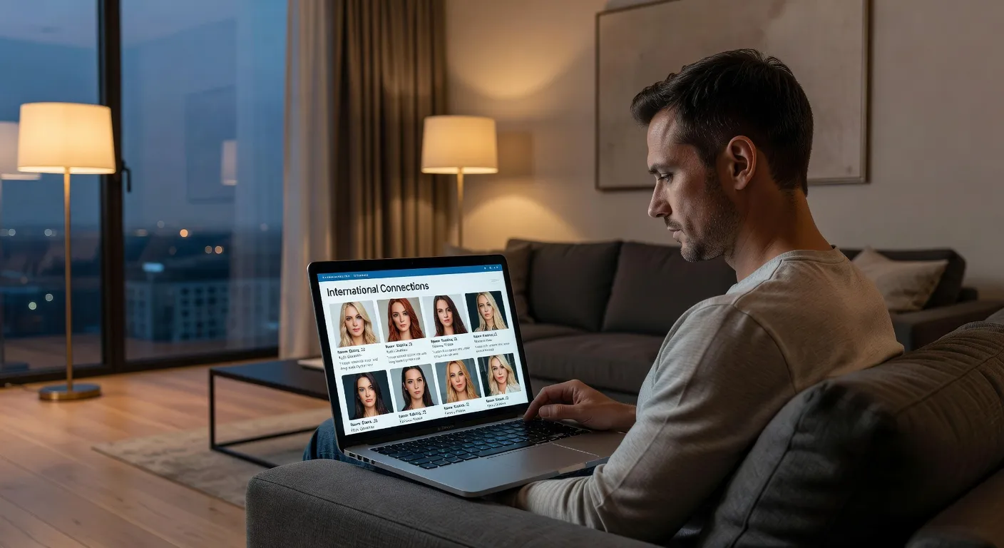 Ecran de recherche sur un site de rencontre international avec profils de femmes russes