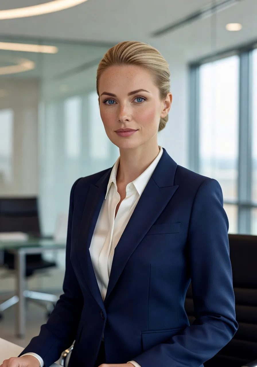 Portrait d'une femme slave sophistiquee en tenue professionnelle — Caractère de la femme russe : comprendre sa mentalité, ses v