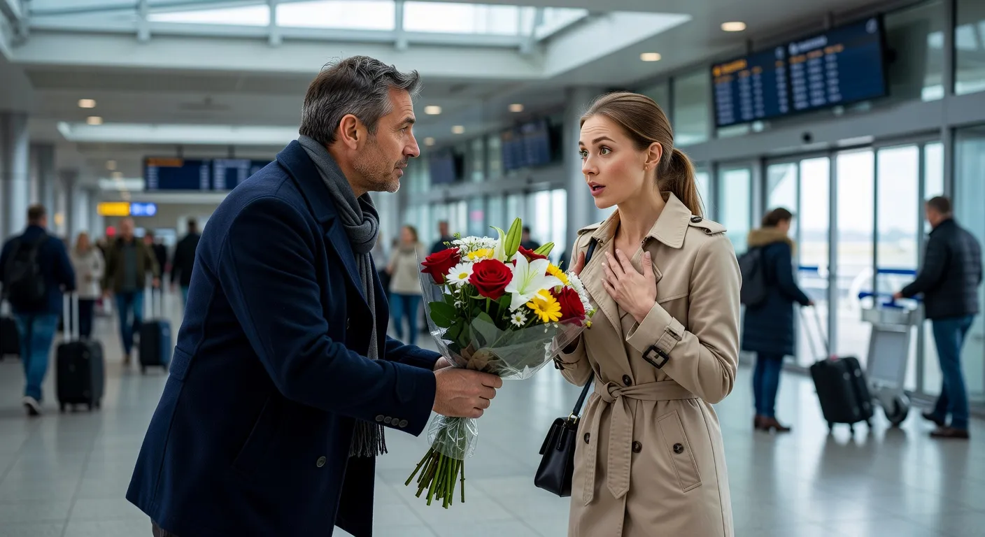 Retrouvailles emotionnelles a l'aeroport entre un homme europeen et une femme russe — Les Arabes sont très intéressés par les femmes russes.